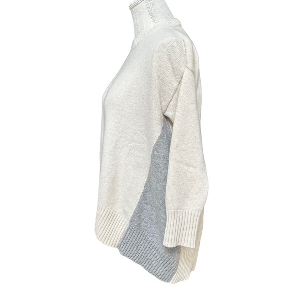 Eileen Fisher Cream & Gray Two Tone Cashmere Crewneck‎ Sweater Size: XXS - Picture 2 of 12
